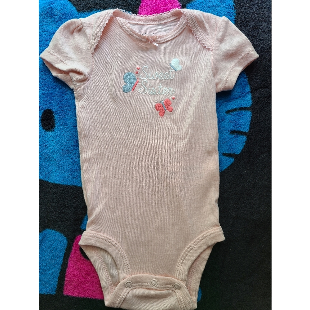 3 month pink "sweet sister" onesie.